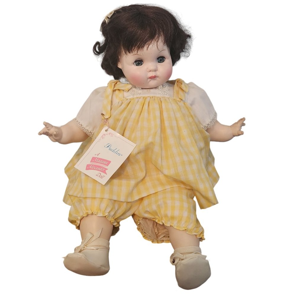Vtg Madame Alexander PUDDIN Doll #6930 Brunette Blue Eyes Maise Dress Tags